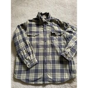 Duluth Trading Co. Shirt Mens 2XLT Gray Yellow Plaid Flannel Lined‎ Heavyweight